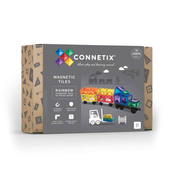 Connetix-tiles-costruzioni-magnetiche-50-Pezzi-Rainbow-Transport-Pack